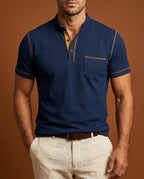 Callum Men's Knit Band Collar Polo Shirt