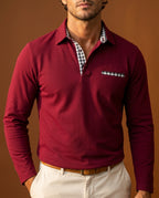 Emmett Men's Knit Long Sleeve Polo Shirt