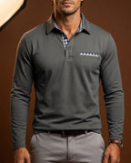 Emmett Men's Knit Long Sleeve Polo Shirt
