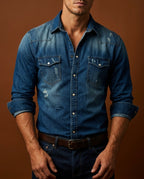 Sterling Men's Slim Fit Denim Button Shirt