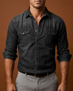 Sterling Men's Slim Fit Denim Button Shirt