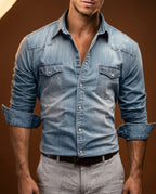 Sterling Men's Slim Fit Denim Button Shirt