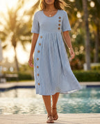 Camille Women's Breathable Striped Midi Dress