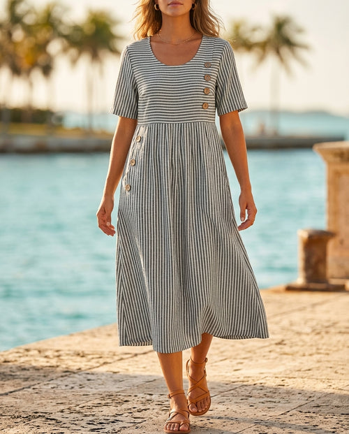 Camille Women's Breathable Striped Midi Dress