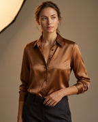 Vivienne Women's Satin Button Down Blouse