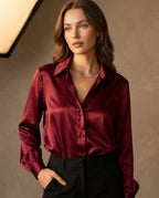 Vivienne Women's Satin Button Down Blouse