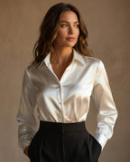 Vivienne Women's Satin Button Down Blouse