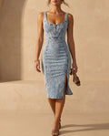 Vivien Women's Fitted Denim Midi Dress