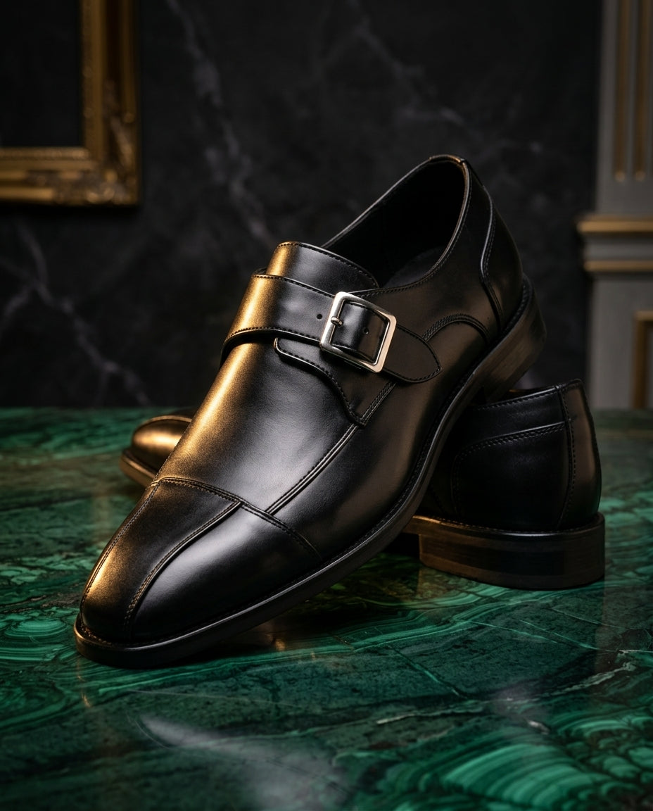 Ellery Men's Orthopedic Leather Monk Loafers