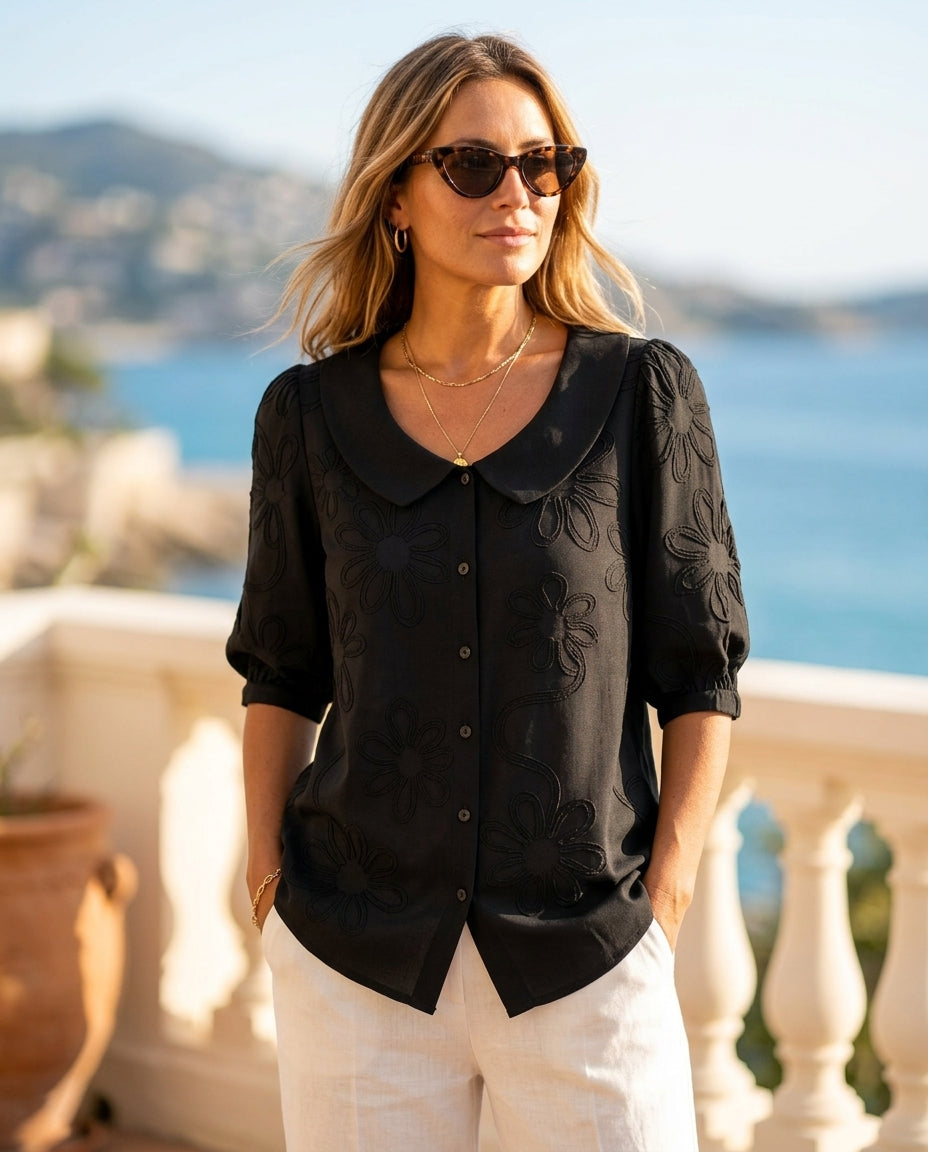 Delphine Women's Floral Embroidered Blouse