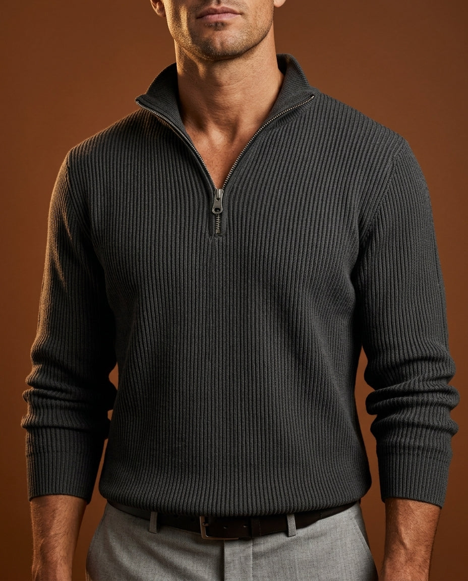 Reeve Men's Ribbed Half Zip Sweater
