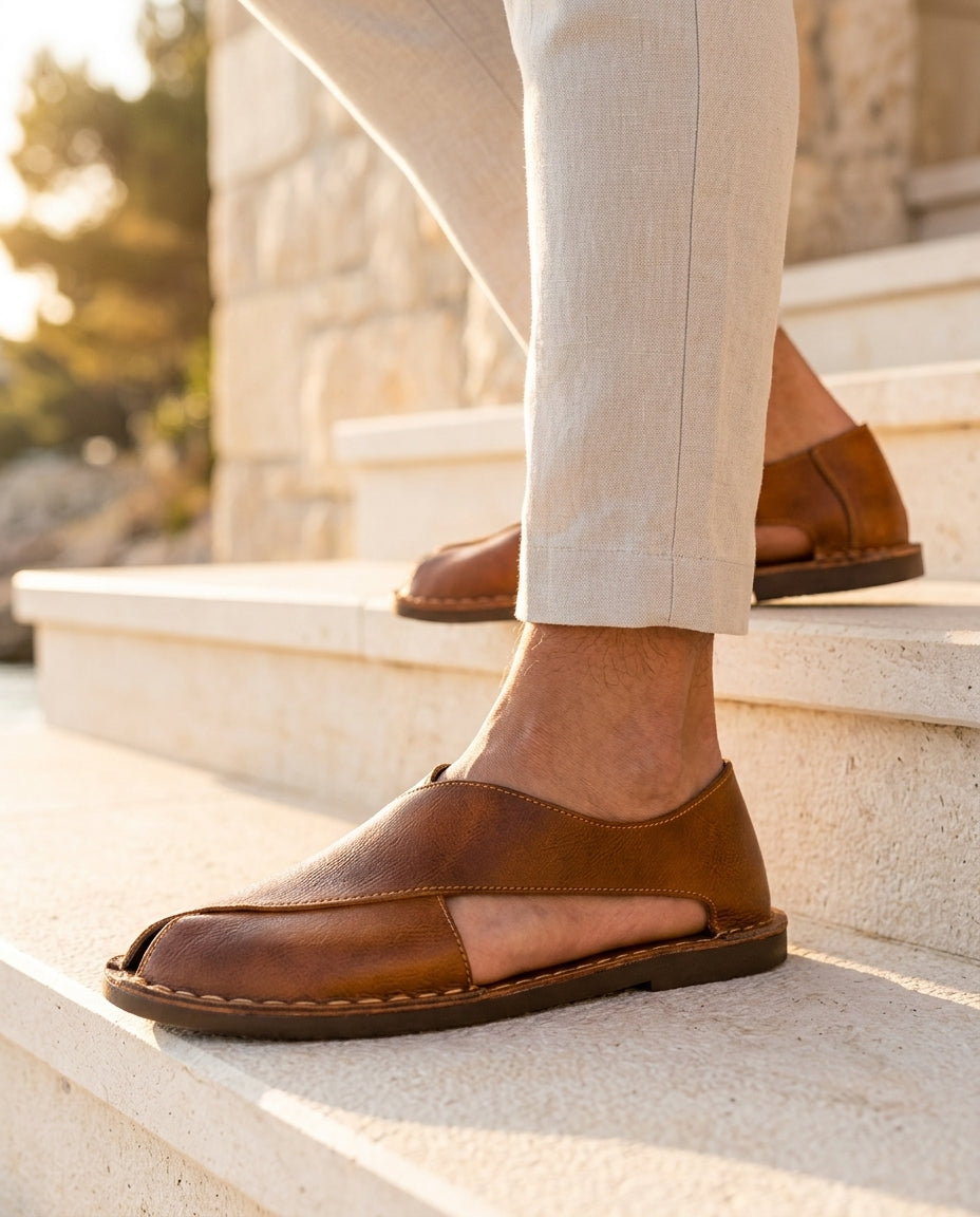Lorenzo Men's Crossover Leather Sandals