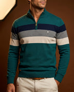 Everett Men's Striped Cotton Quarter Zip