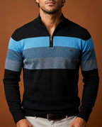 Everett Men's Striped Cotton Quarter Zip