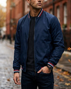 Caspian Men's Striped Trim Bomber Jacket