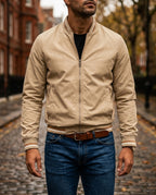 Caspian Men's Striped Trim Bomber Jacket