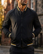 Caspian Men's Striped Trim Bomber Jacket