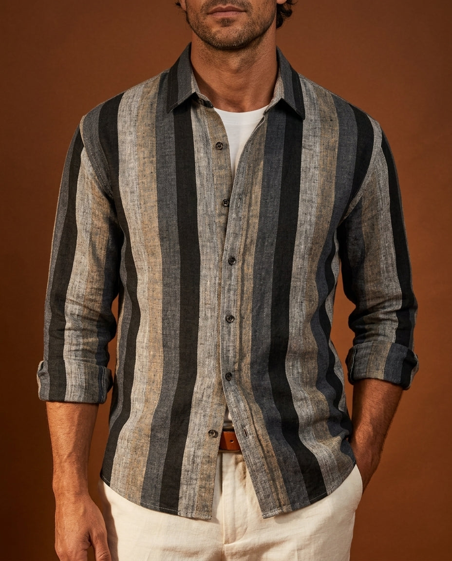 Cormac Men's Breathable Striped Linen Shirt