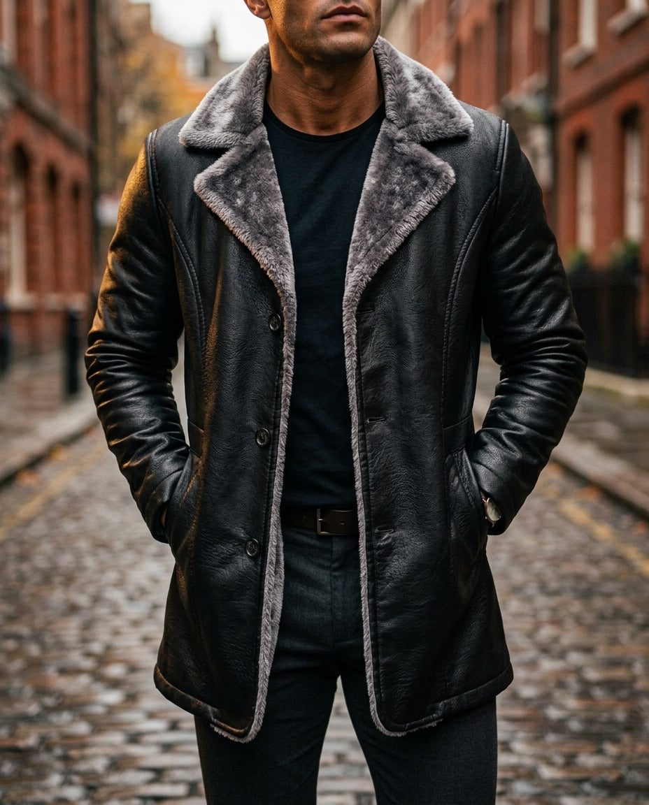 Redmond Men's Faux Leather Shearling Coat