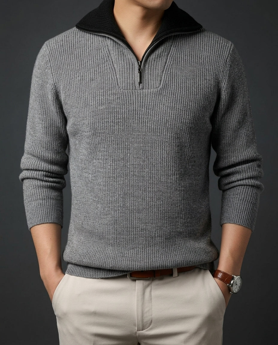 Gideon Men's Two Tone Wool Quarter Zip