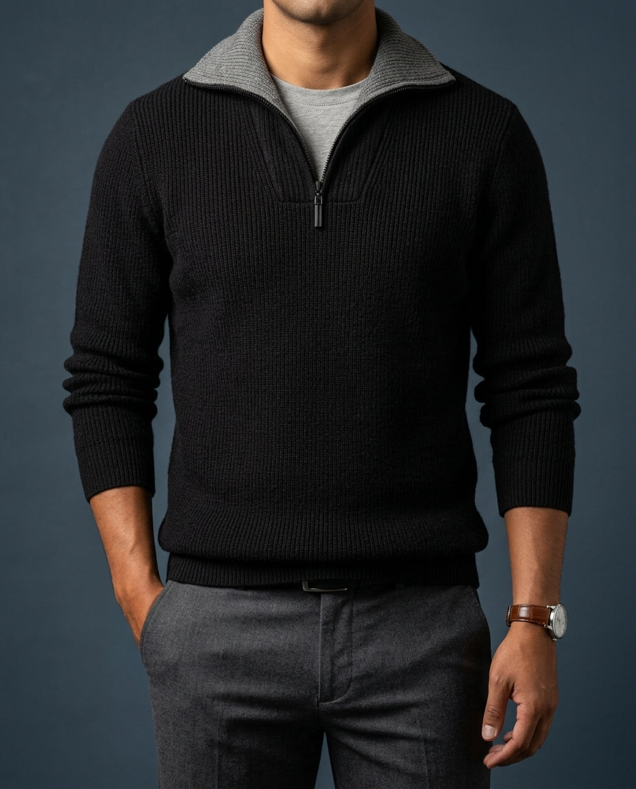 Gideon Men's Two Tone Wool Quarter Zip
