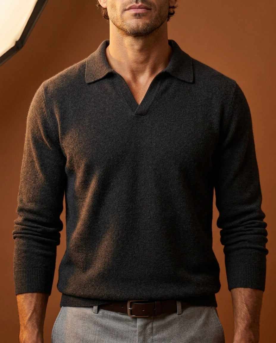 Percival Men's Cashmere Polo Sweater