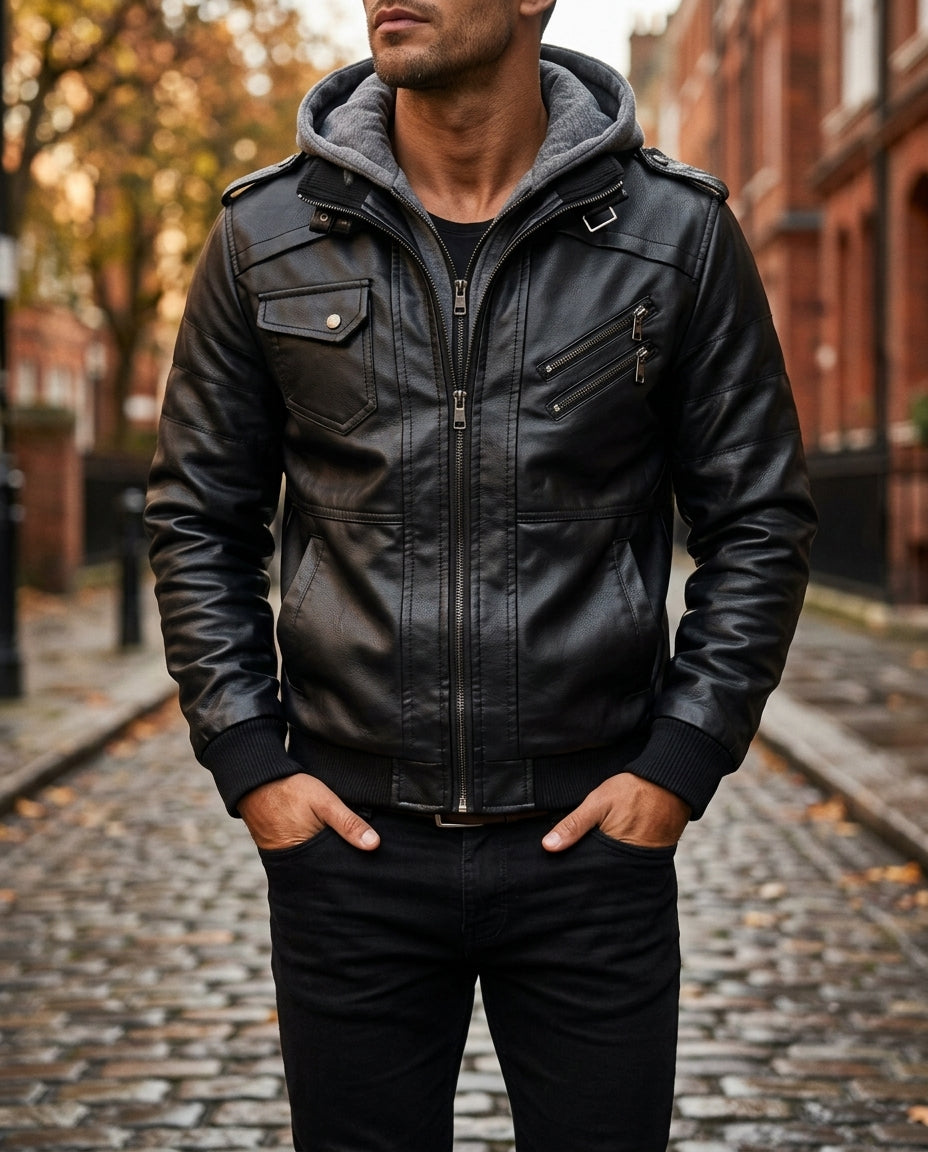 Dashiell Men's Embroidered Leather Jacket