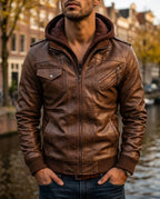Dashiell Men's Embroidered Leather Jacket