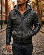Dashiell Men's Embroidered Leather Jacket