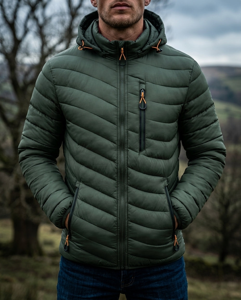 Everest Men's Thermal Hooded Puffer Jacket