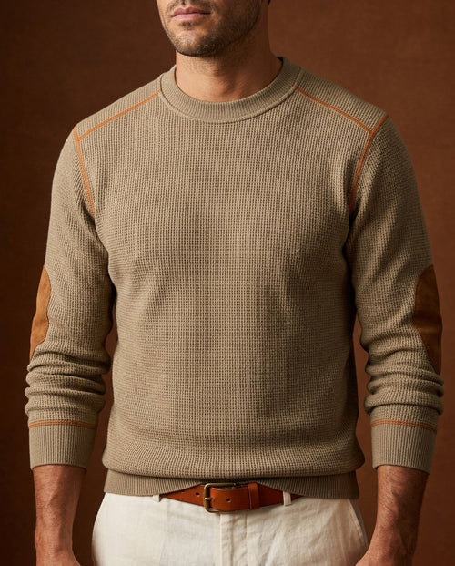 Alden Men's Waffle Knit Elbow Patch Sweater