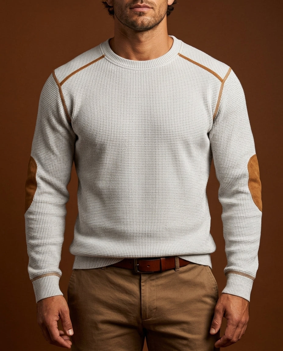 Alden Men's Waffle Knit Elbow Patch Sweater