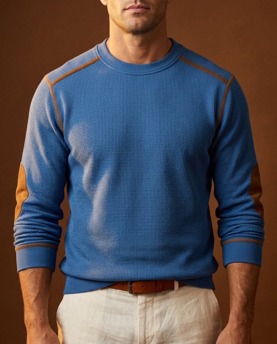 Alden Men's Waffle Knit Elbow Patch Sweater