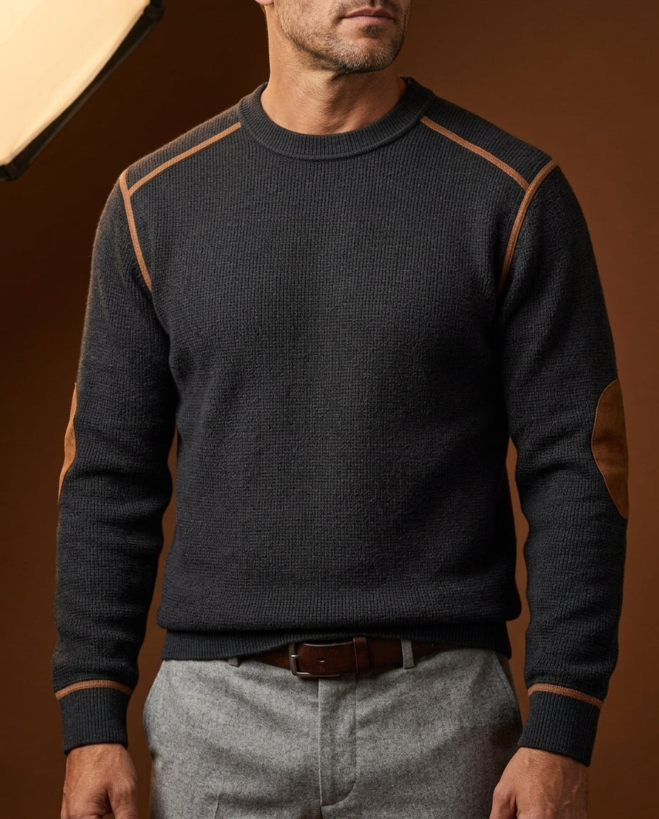 Alden Men's Waffle Knit Elbow Patch Sweater