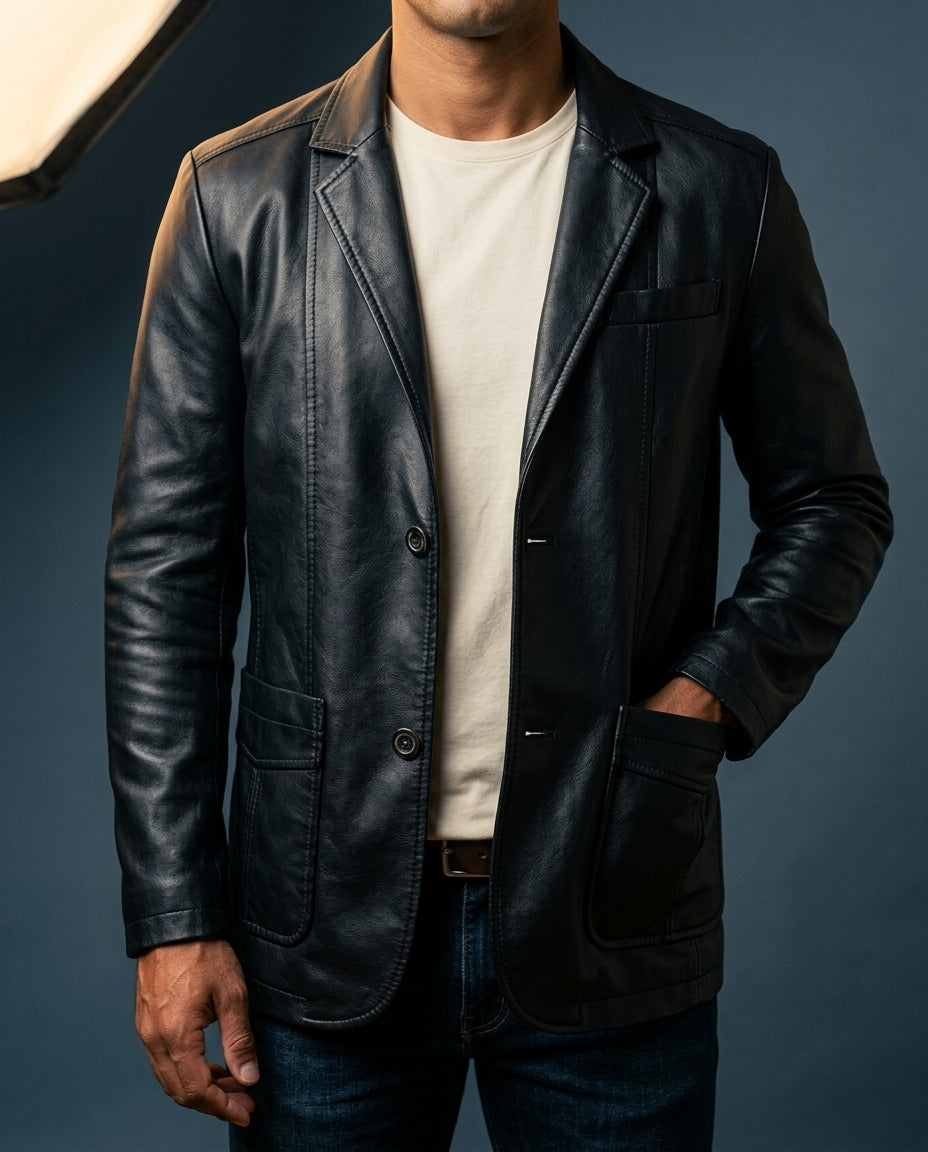 Emory Men's Leather Tailored Jacket