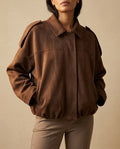 Ines Women's Oversized Cropped Suede Jacket