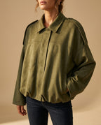 Ines Women's Oversized Cropped Suede Jacket