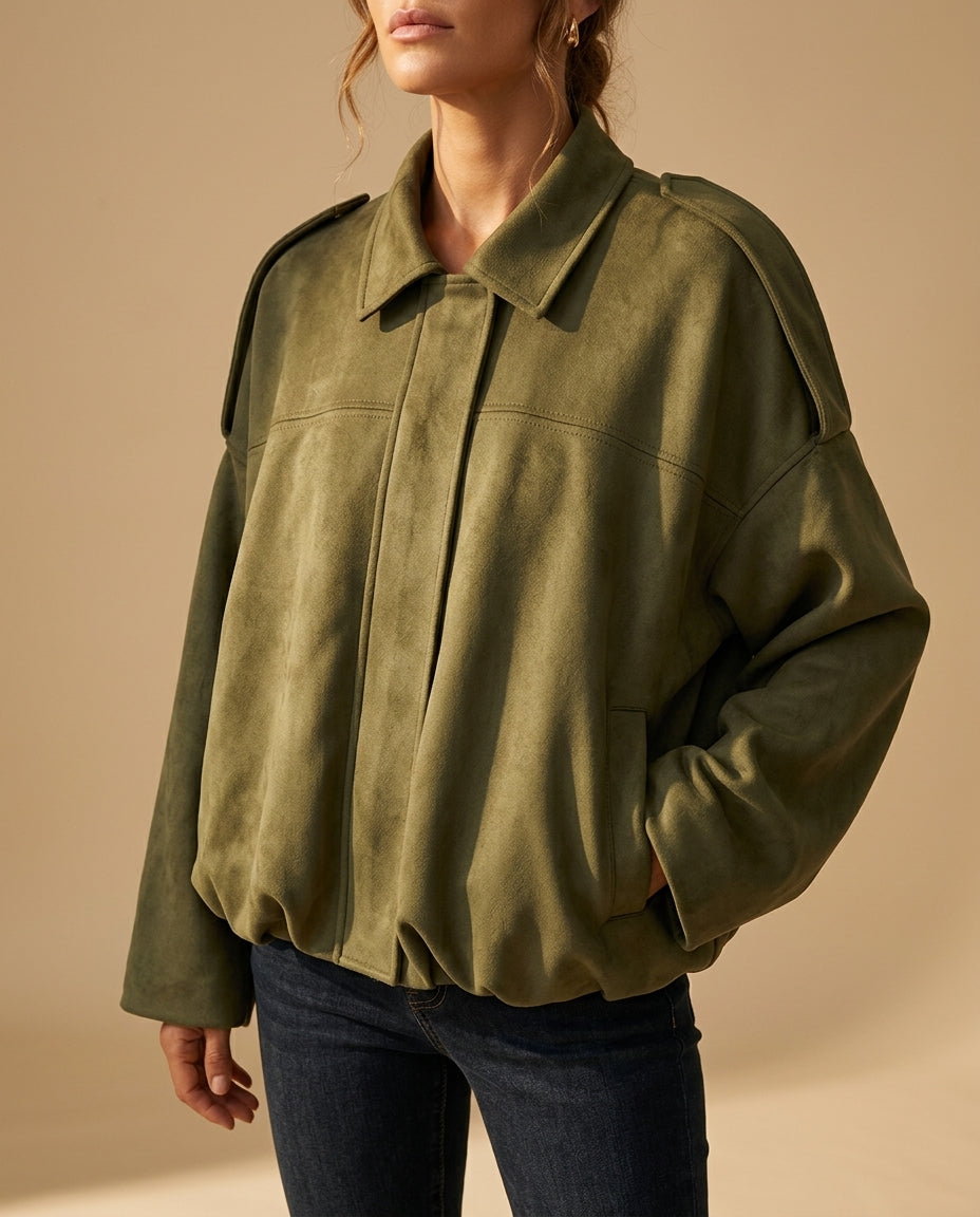 Ines Women's Oversized Cropped Suede Jacket