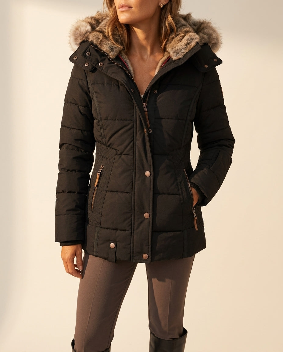 Liesl Women's Quilted Faux Fur Hood Jacket