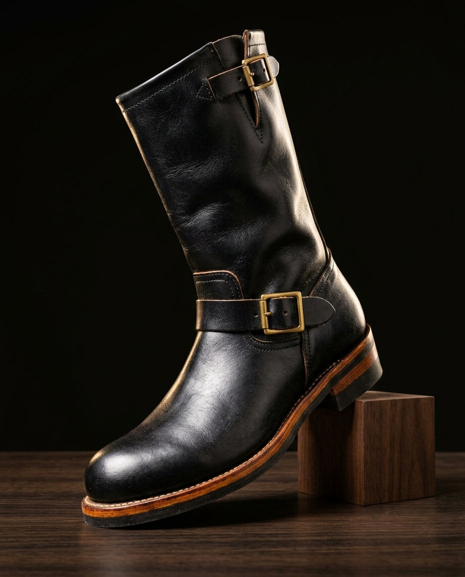 Osric Men's Leather Buckle Engineer Boots