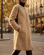 Solenne Women's Draped Shearling Coat