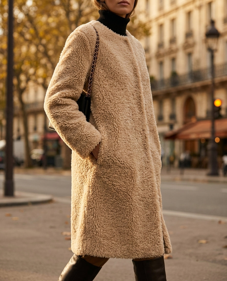 Solenne Women's Draped Shearling Coat