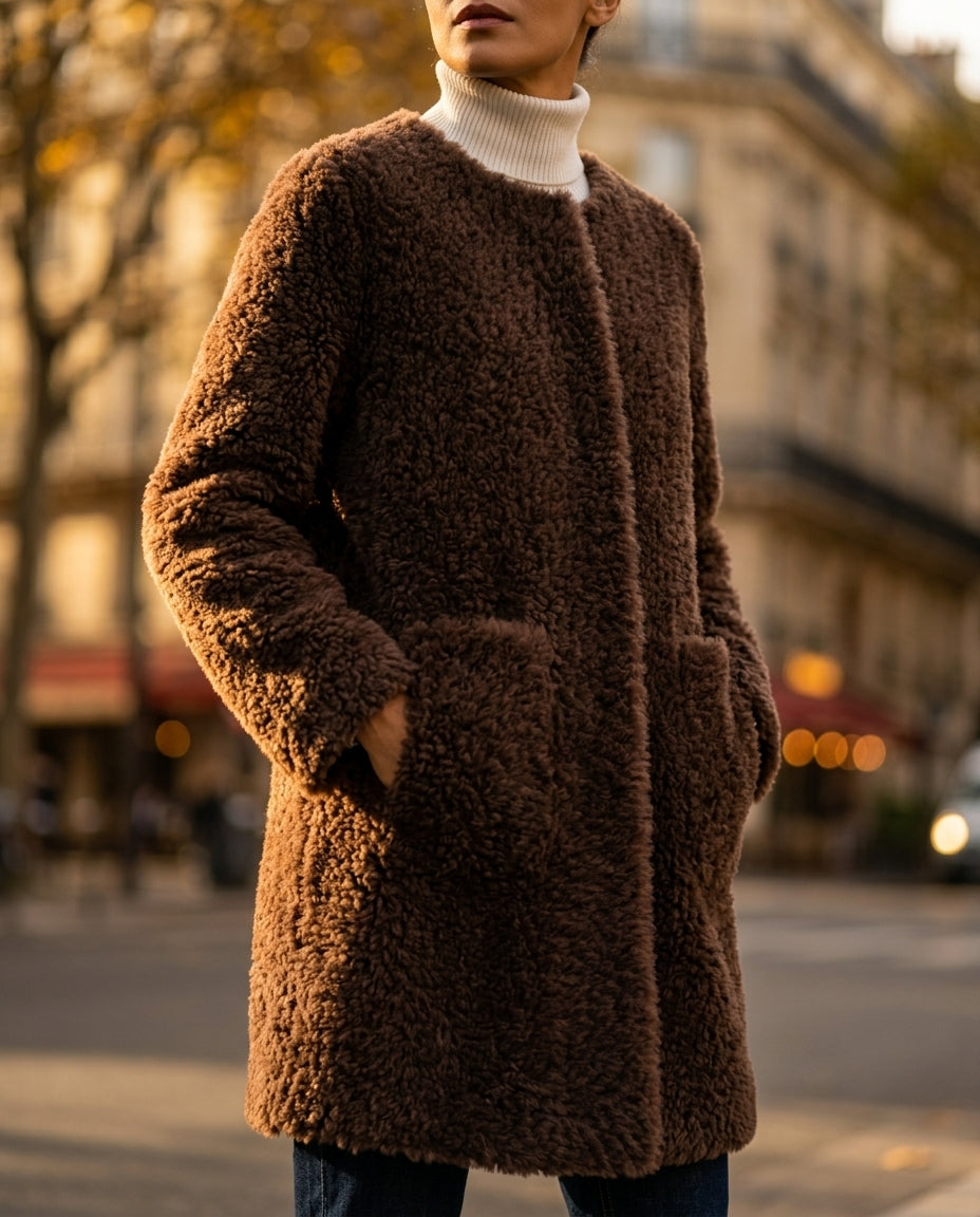 Solenne Women's Draped Shearling Coat