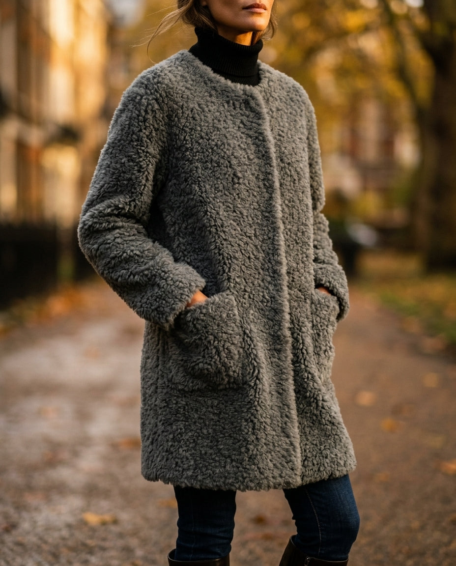 Solenne Women's Draped Shearling Coat