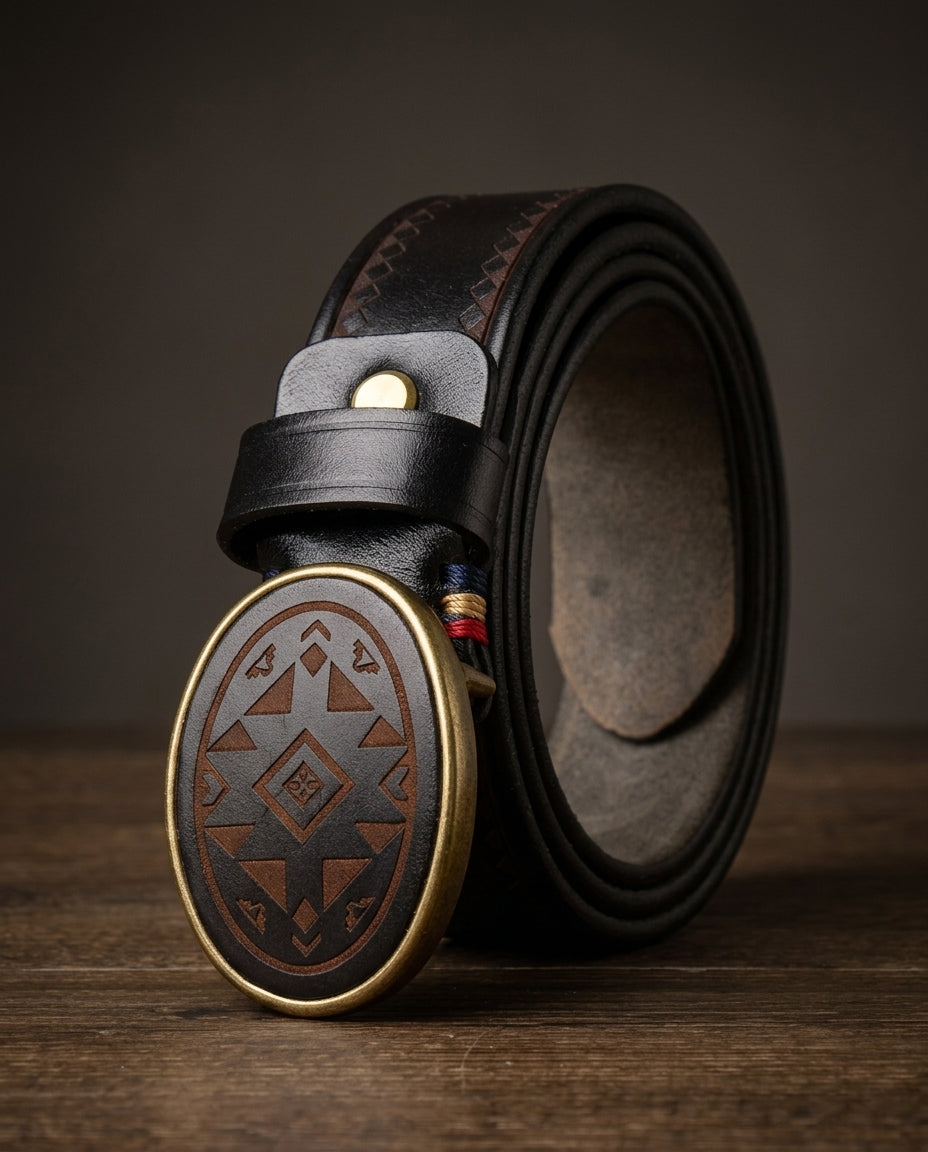 Alaric Men's Engraved Leather Belt