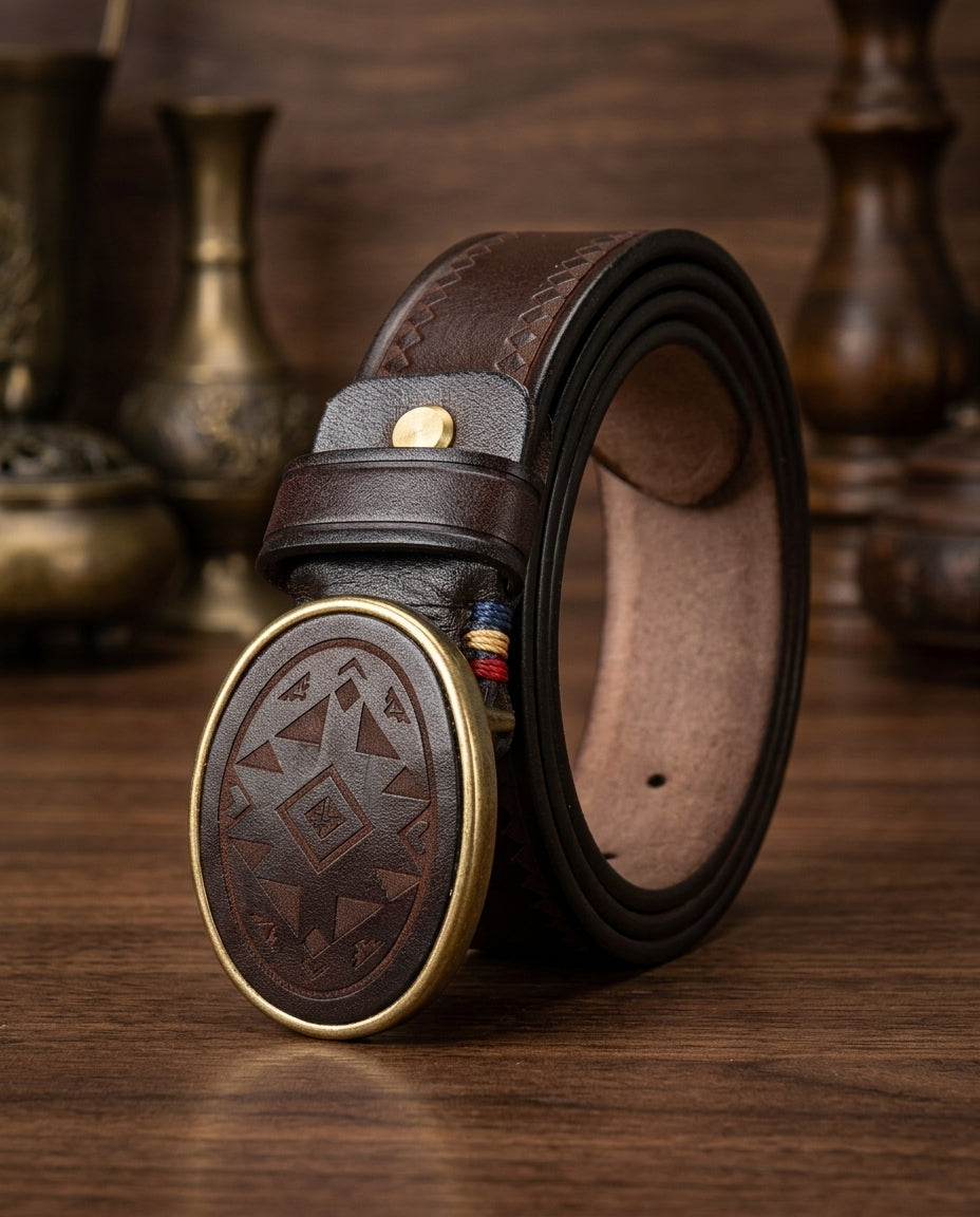 Alaric Men's Engraved Leather Belt