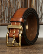 Everard Men's Brass Buckle Leather Belt