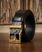 Everard Men's Brass Buckle Leather Belt