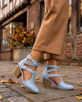 Sabine Women's Leather Buckle Block Heels