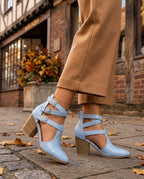 Sabine Women's Leather Buckle Block Heels